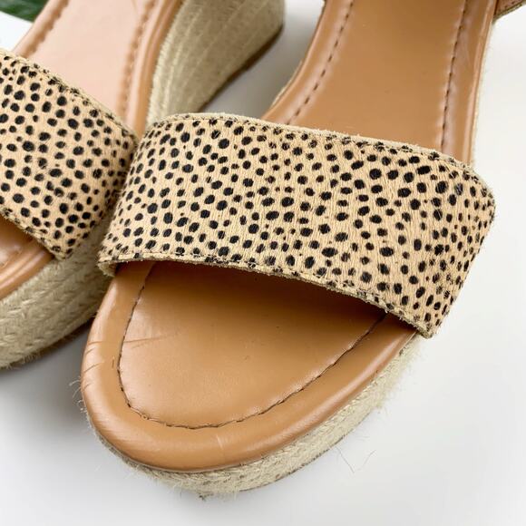 J Crew Platform Espadrille Sandals Leopard Print Calf Hair Women's 8.5 - Picture 3 of 15